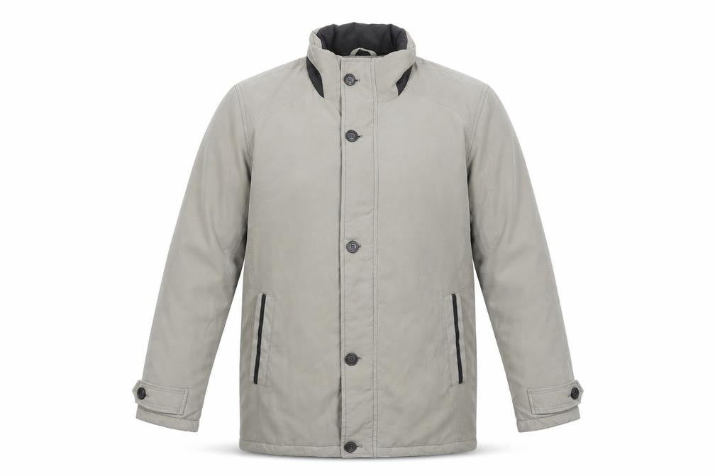 Frank Eden Men's Beige 38R Mid-Length Button Jacket