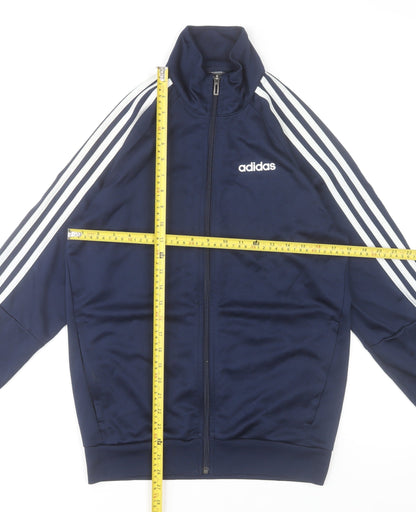 Back view of Adidas Men Blue Full Zip Track Jacket, size S, Sportswear