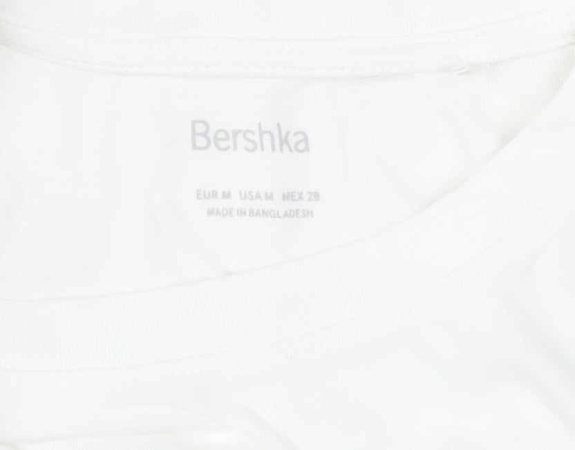 Bershka Men's White Fairy Graphic Print Cotton T-Shirt Size M
