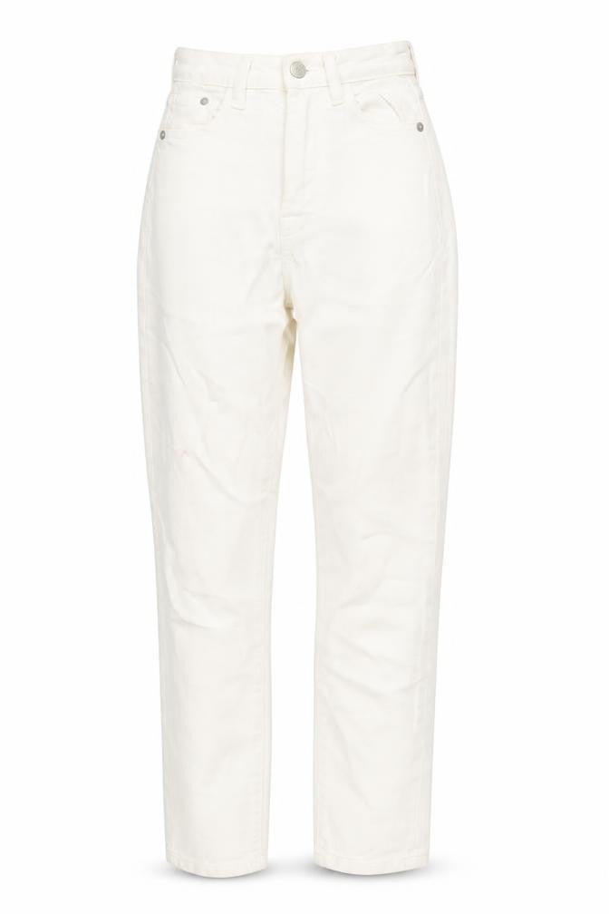 Stradivarius Women Ivory Mom Slim High Rise Jeans Size 4