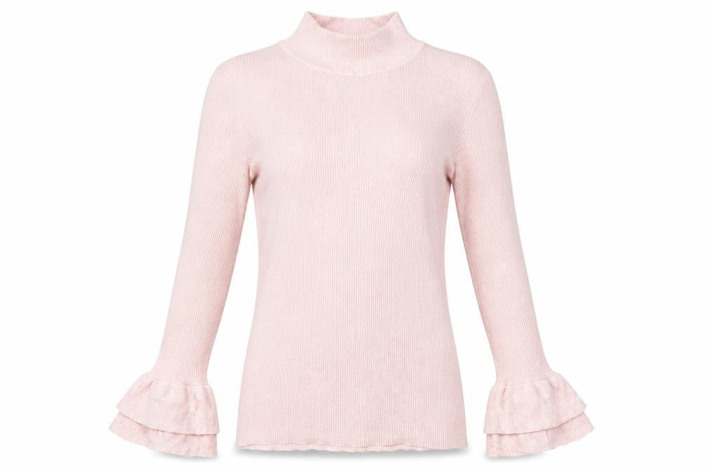Lauren Taylor Women Pink L/XL Mock Neck Long Sleeve Jumper