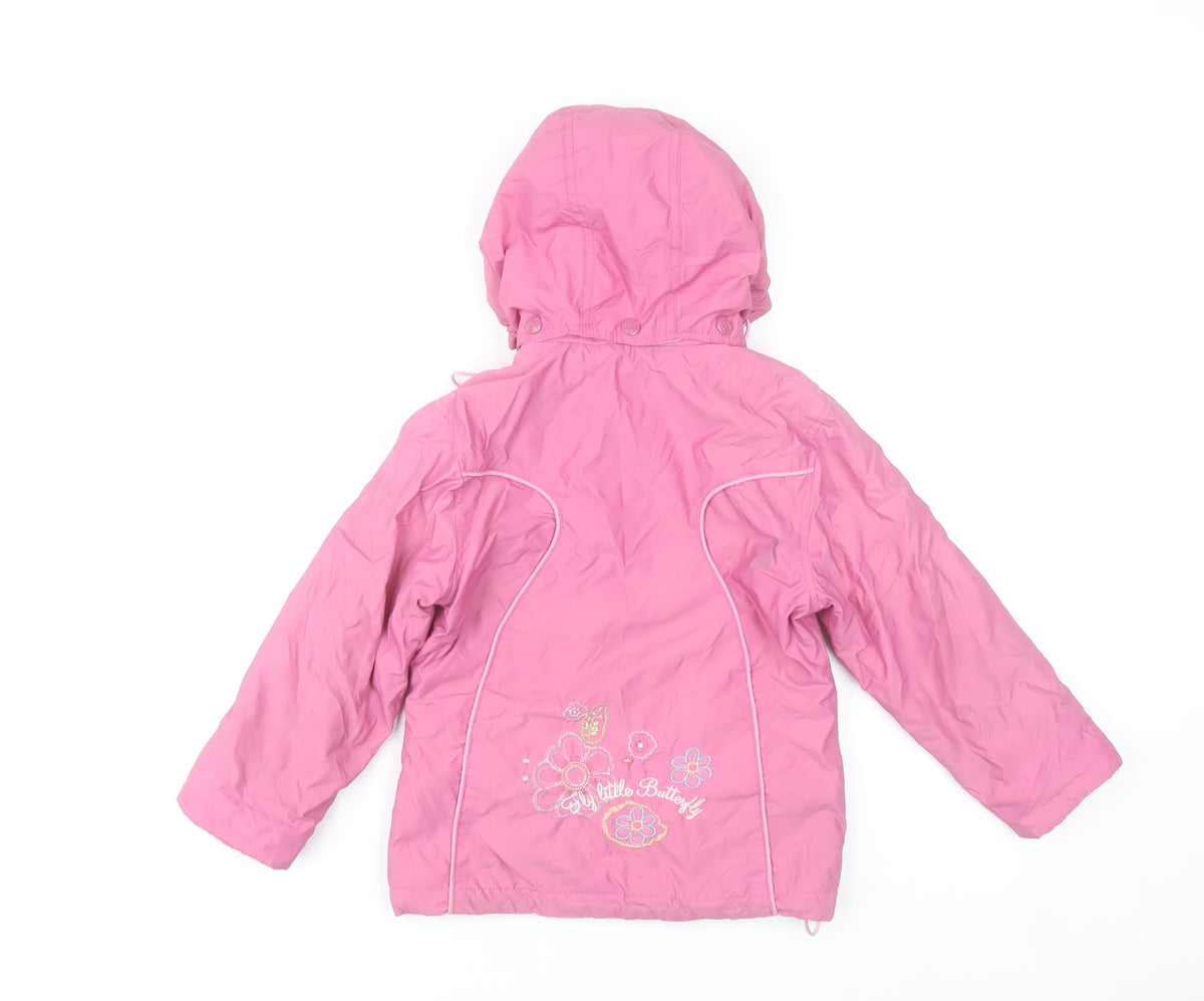 Diva Club Girls Pink Hooded Padded Floral Embroidered Winter Jacket 3 Years