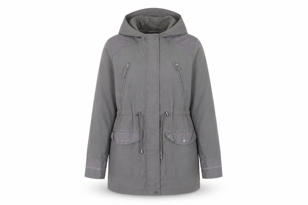 Debenhams Women’s Grey Parka Jacket Size 14 Hooded Mid-Length