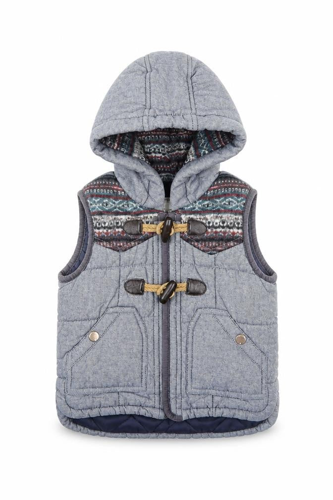 Marks & Spencer Unisex Baby Grey Quilted Hooded Waistcoat 18-24 Months