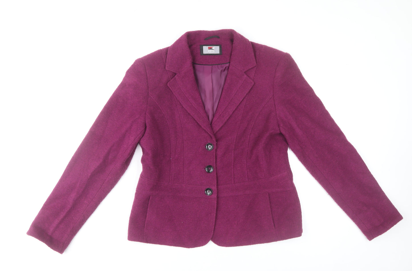 KSTN by Kirsten Women's Purple Wool Blazer Size 14 Slim Fit Lined Jacket