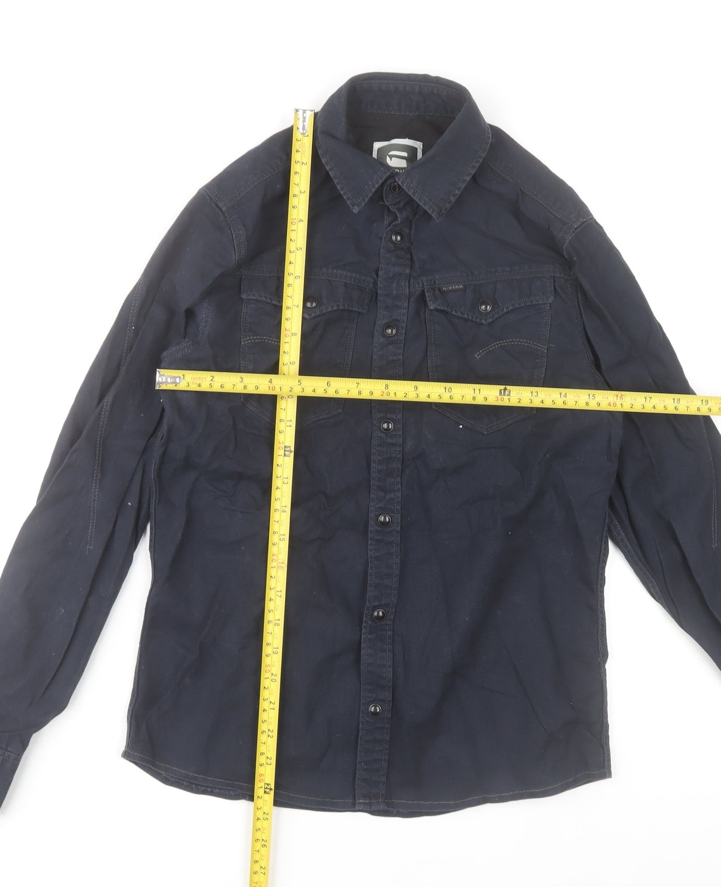 G-Star Raw Men's Blue Slim Fit Long Sleeve Button-Up Shirt Size S