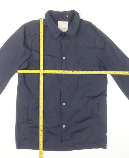 Back view of Zara boys’ blue polyurethane mid-length jacket 13-14 years