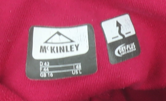 McKINLEY Womens Red Fleece Pullover Sweatshirt UK 16 1/2 Zip Polyester