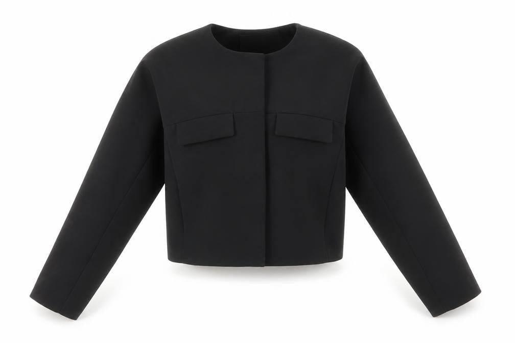 Mango Women's Black Cropped Basic Jacket XS Regular Fit