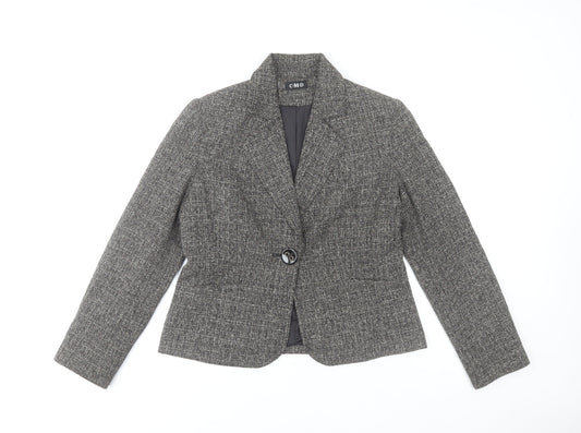 CMD Women's Grey Checked Blazer Size 12 Smart Work Jacket