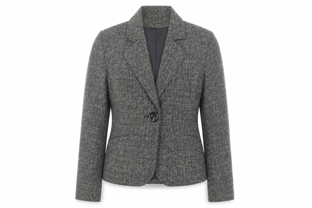 CMD Women's Grey Checked Blazer Size 12 Smart Work Jacket