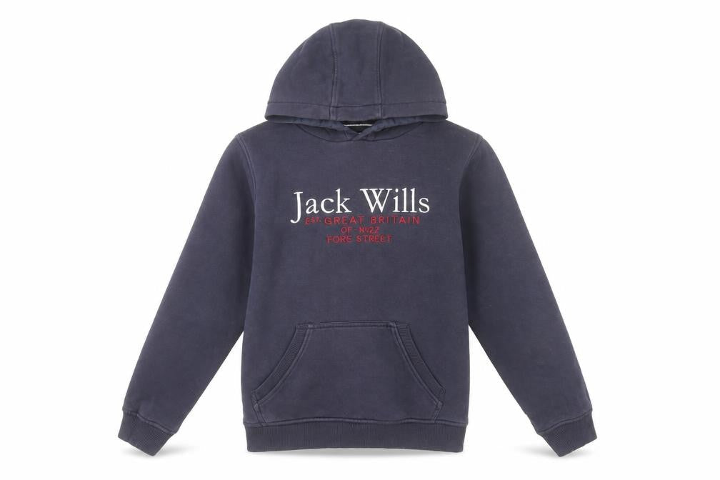 Jack Wills Boys Navy Blue Pullover Hoodie 10-11 Years Cotton Blend