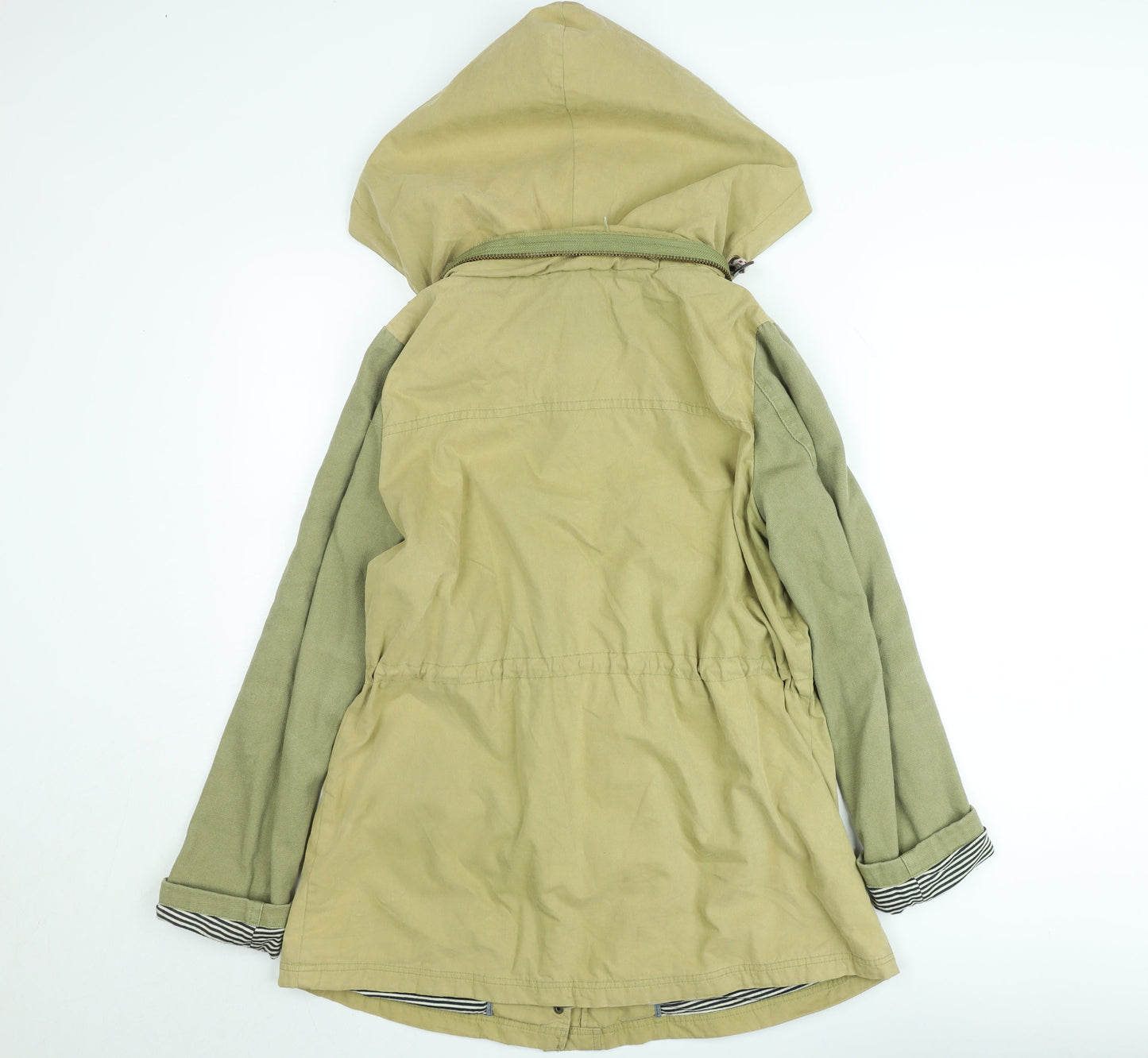 White Stuff Women's Green Cotton Hooded Parka Jacket Size 10