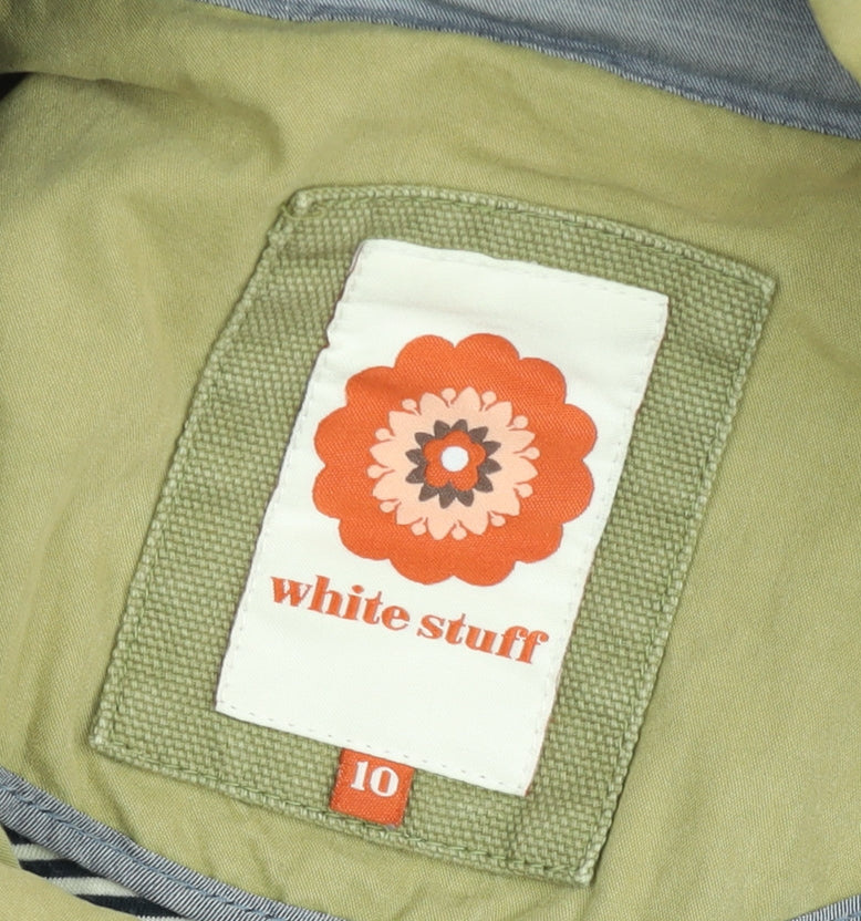 White Stuff Women's Green Cotton Hooded Parka Jacket Size 10
