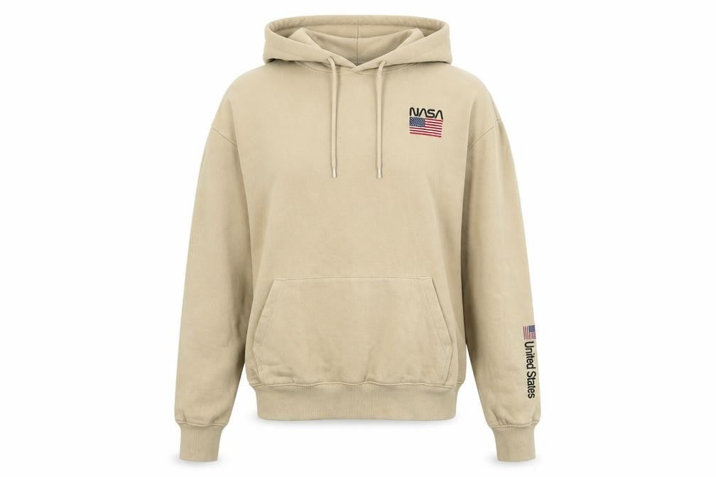 H&M Divided Women's Beige NASA Hoodie XS - Cotton Pullover Sweatshirt