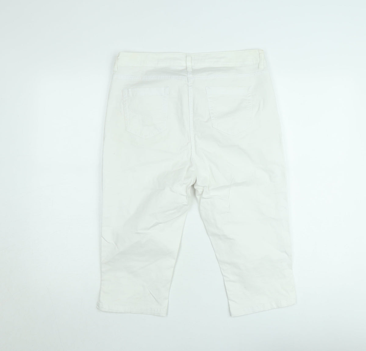 Odyssee Womens White Cotton Stretch Capri Trousers Size M