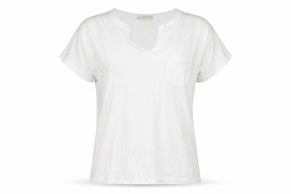FREE/QUENT Women's White Basic V-Neck Short Sleeve T-Shirt M