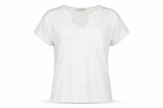 FREE/QUENT Women's White Basic V-Neck Short Sleeve T-Shirt M