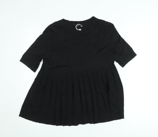 COS Women Black Short Pleated Shift Dress Size S