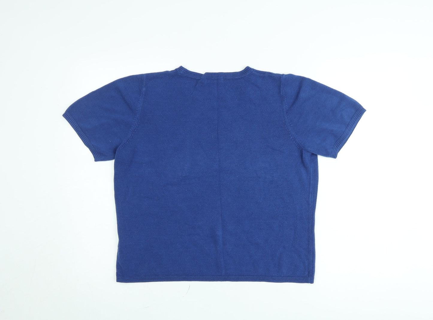 Marks and Spencer Womens Blue Cotton Short Sleeve Pullover Jumper 2XL