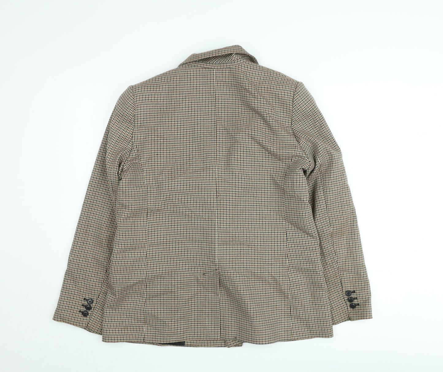 MNG Women's Brown Houndstooth Double-Breasted Blazer Size 14
