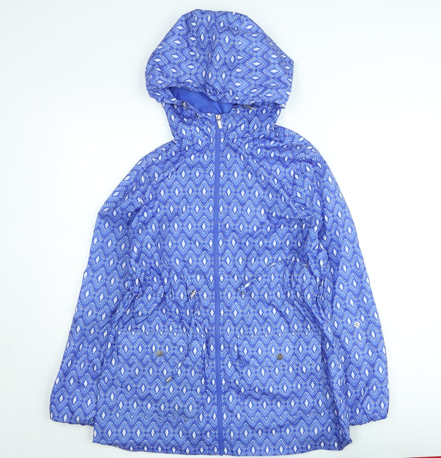 Dunnes Women Blue Hooded Rain Coat Jacket Size M