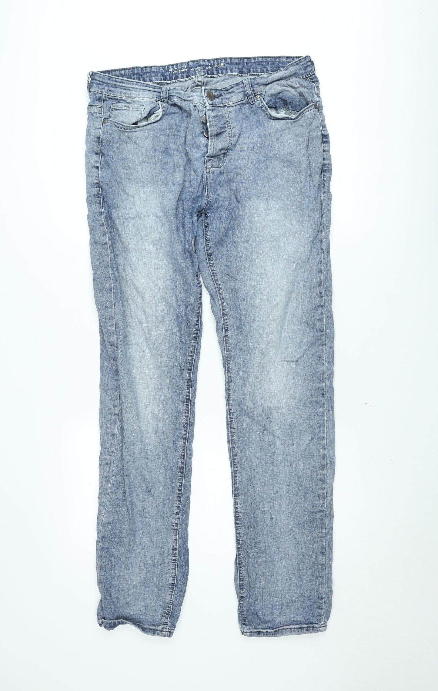 Denim & Co. Men's Blue Light Wash Straight Fit Stretch Jeans Size L