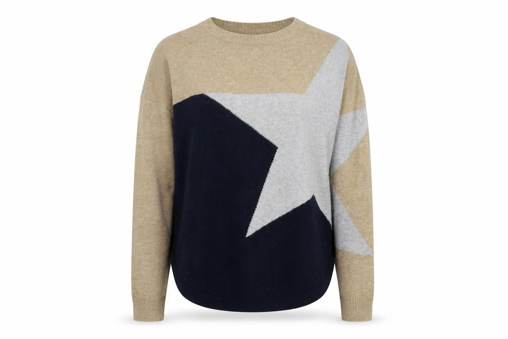 White Stuff Women’s Beige Star Wool Blend Jumper Size 8