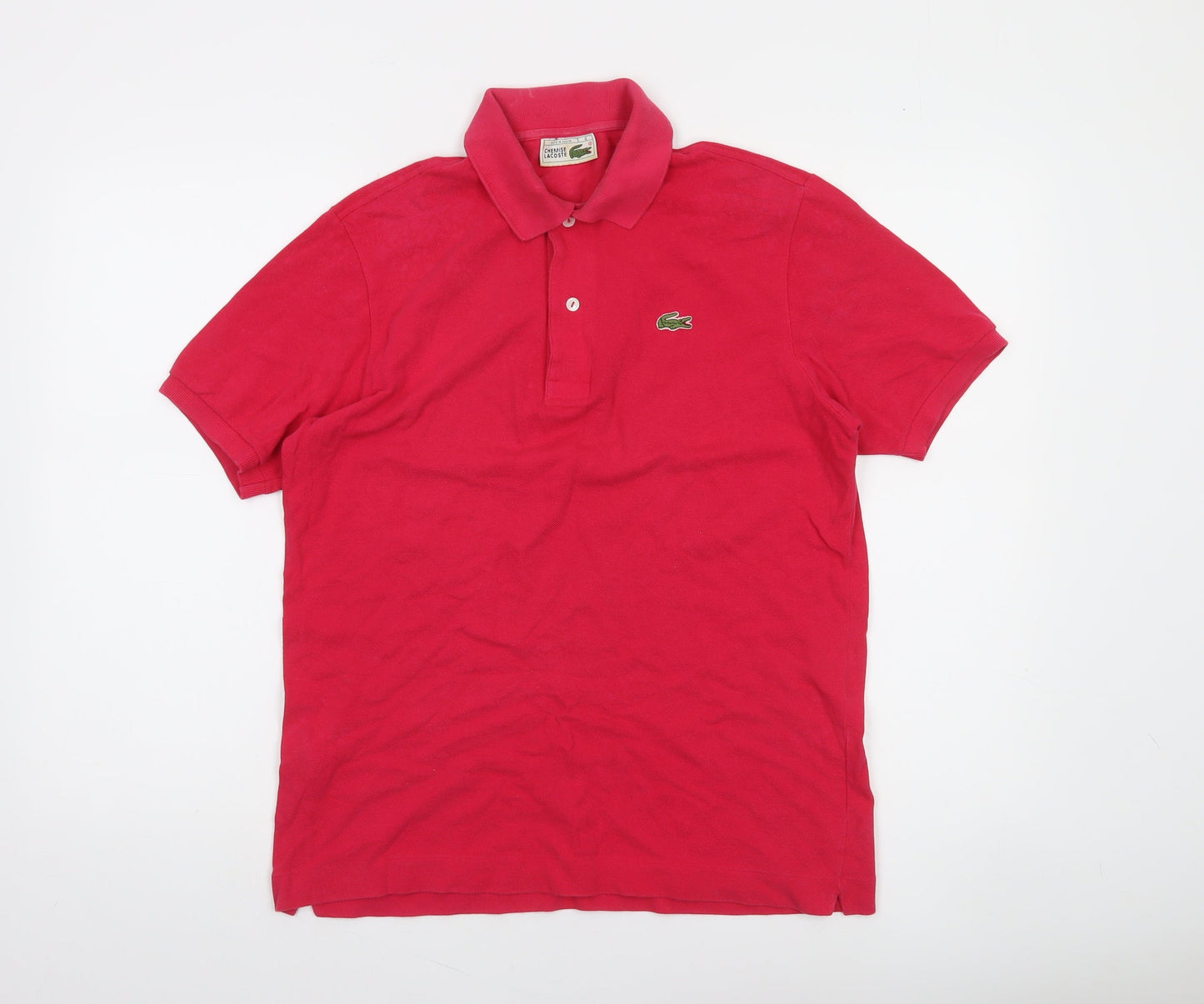 Lacoste Women Red Polo Shirt Size 12 Classic Cotton Short Sleeve