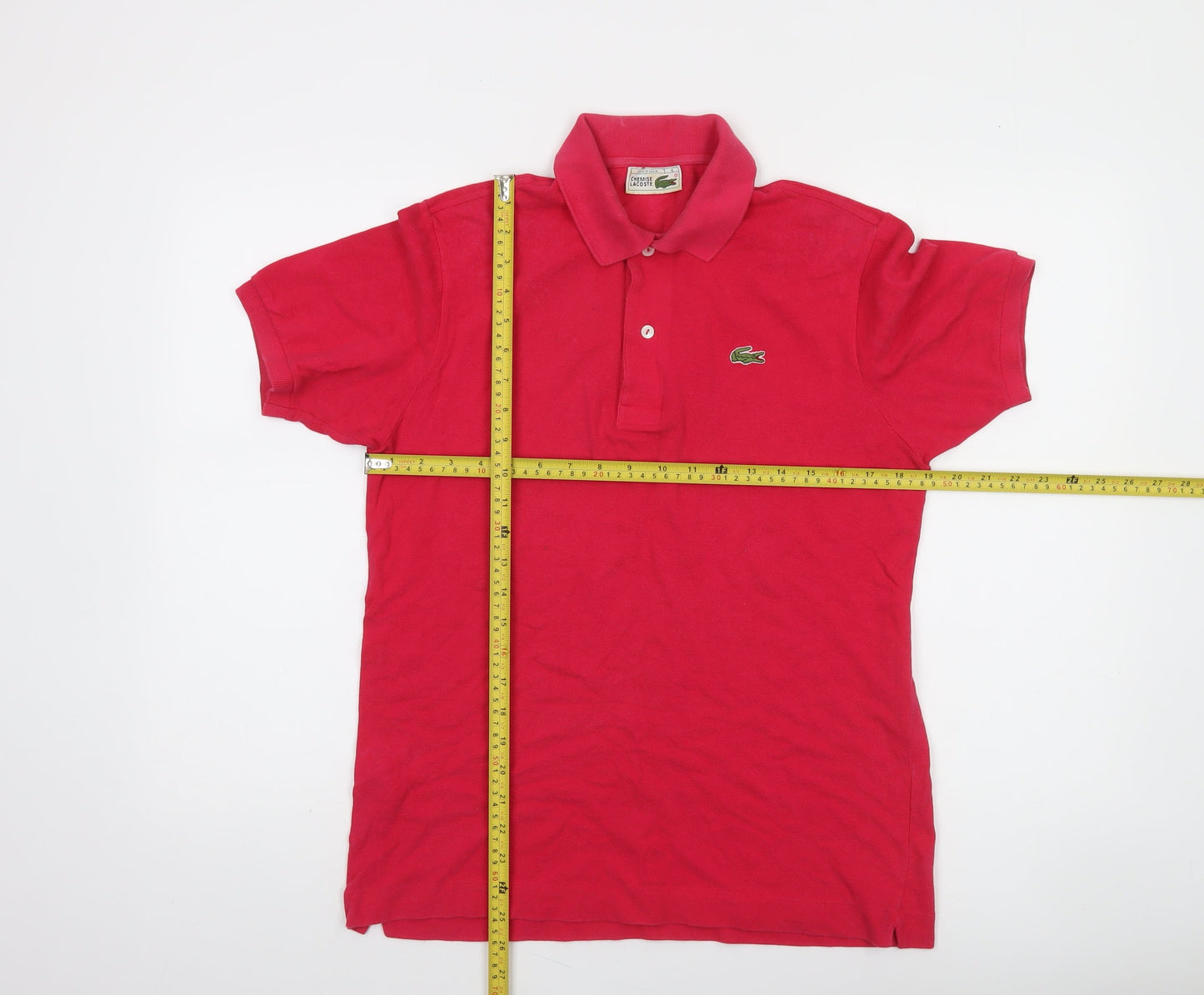 Lacoste Women Red Polo Shirt Size 12 Classic Cotton Short Sleeve