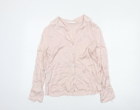 MNG Women’s Pink Button-Up Blouse Viscose Long Sleeve Size 8