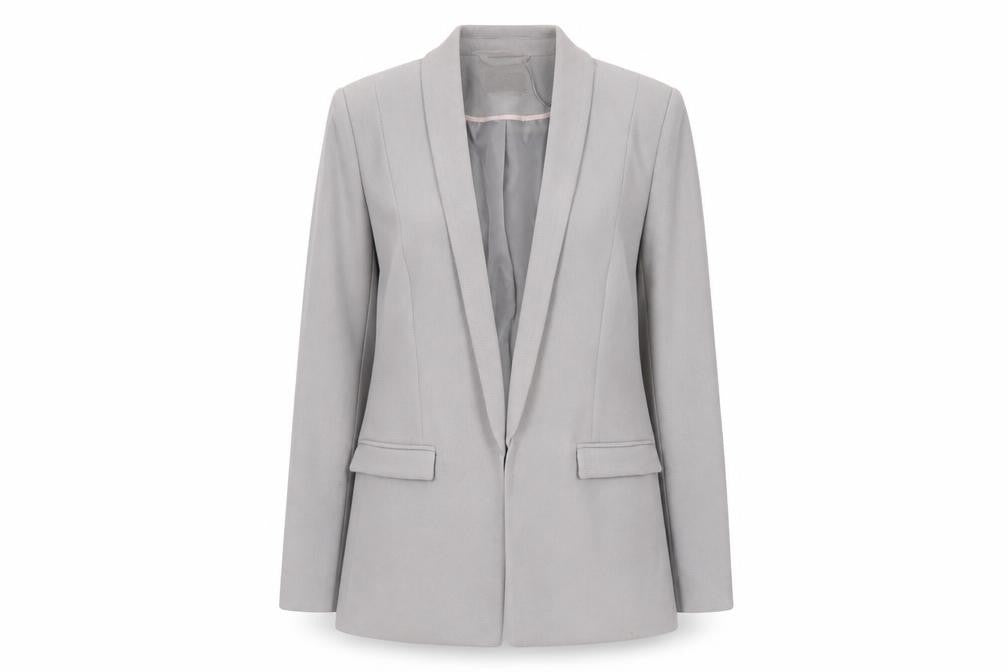 Oasis Women's Grey Shawl Lapel Single-Breasted Blazer UK 10