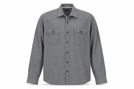Genthouse Men's Black Check Long Sleeve Button-Up Shirt L Cotton Casual