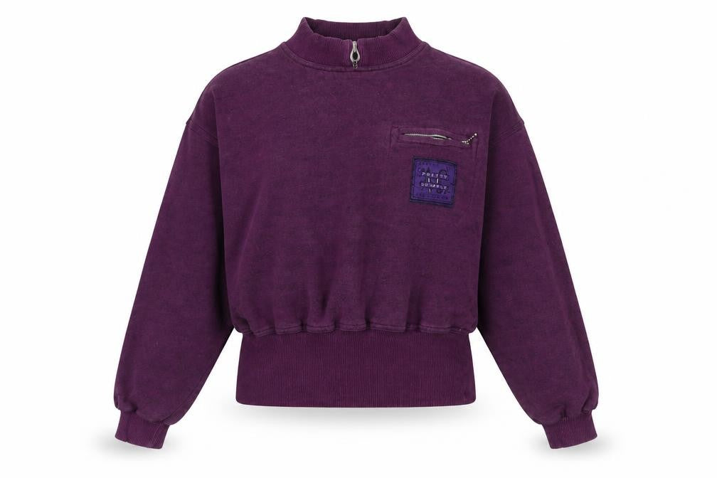 Ann Christine Womens Purple 1/2 Zip Sweatshirt S Cotton Blend