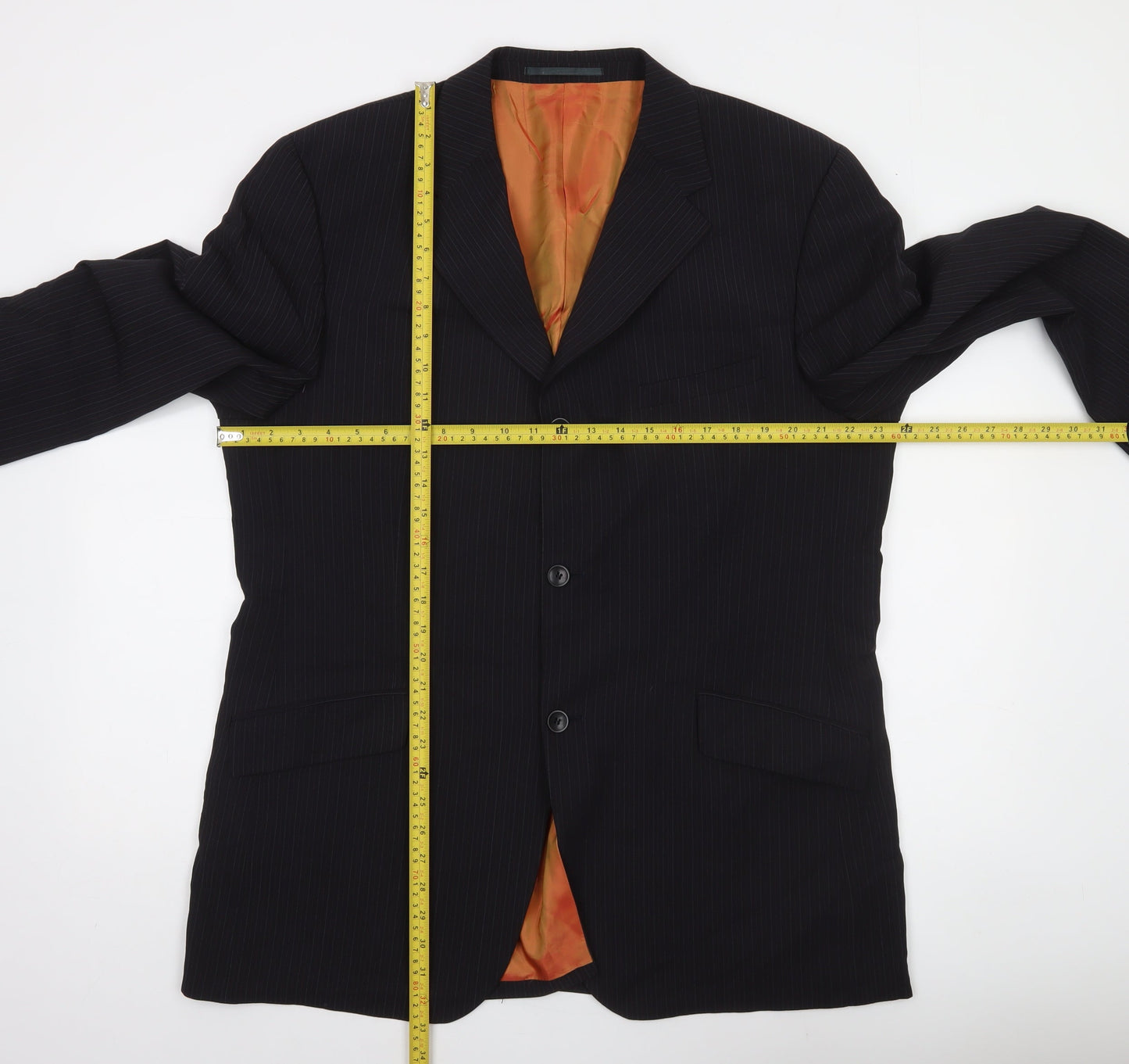 Remus Uomo Men’s Black Pinstripe Blazer Jacket 44 Regular Wool Blend