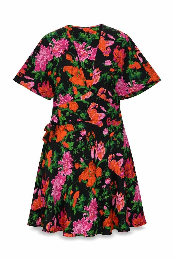 Zara Woman Women's Multicoloured Floral Short Wrap Dress Size 8