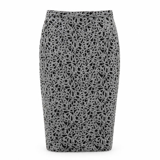 River Island Women Silver Lace Pencil Skirt Size 8 High Waist Party