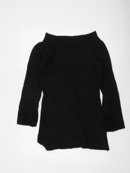Additional front view of Only Women's Black Boat Neck 3/4 Sleeve jumper, size L