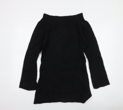 Close-up detail of Only Women's Black Boat Neck 3/4 Sleeve jumper, size L
