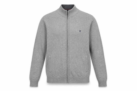James Pringle Men’s Grey Cotton Full Zip Jumper M Regular Fit