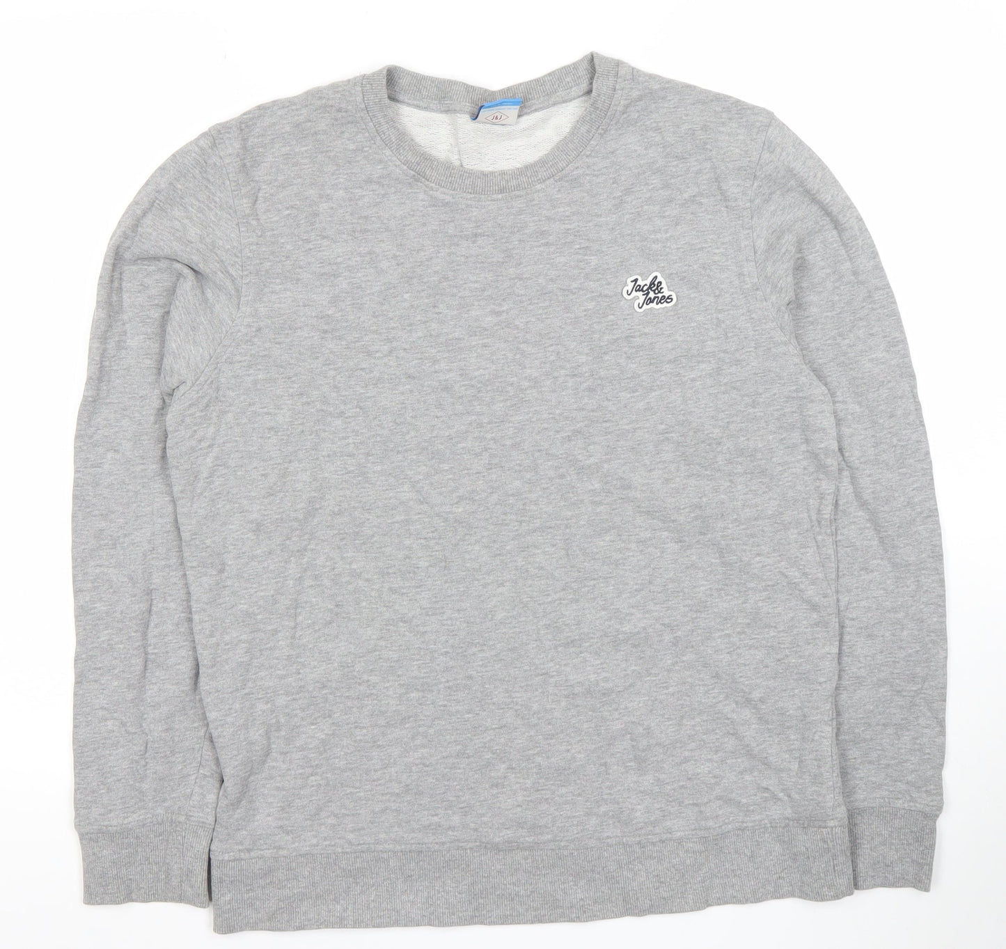 Jack & Jones Men's Grey Crew Neck Pullover Sweatshirt L