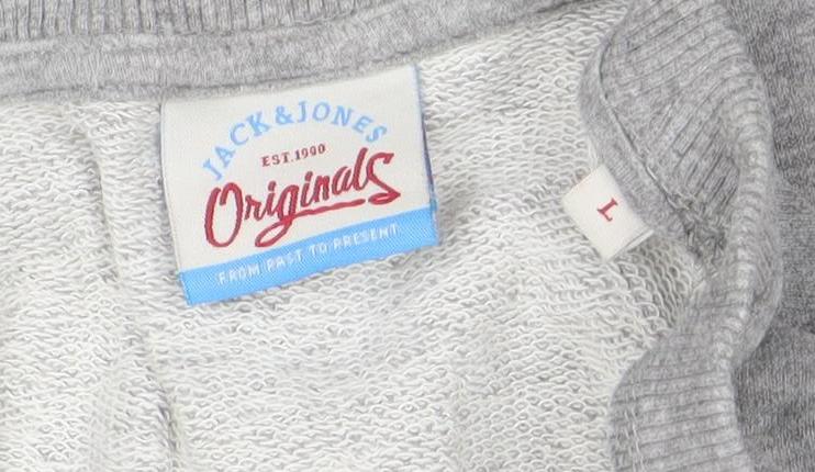 Jack & Jones Men's Grey Crew Neck Pullover Sweatshirt L