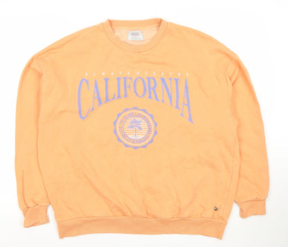 Pull&Bear Women’s Orange California Sweatshirt M Relaxed Fit