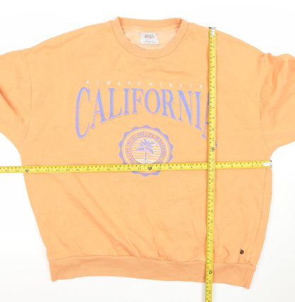 Pull&Bear Women’s Orange California Sweatshirt M Relaxed Fit