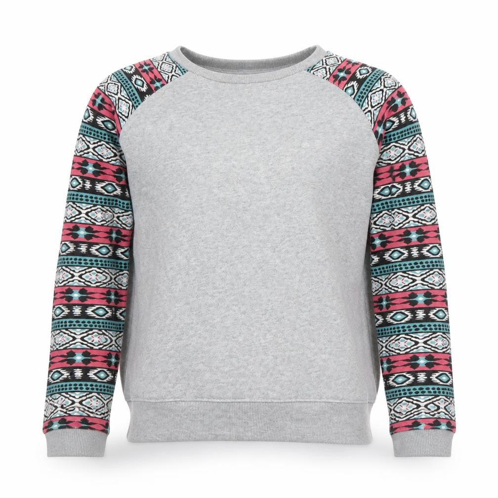 FB Sister Women's Grey Aztec Long Sleeve Pullover Sweatshirt XS