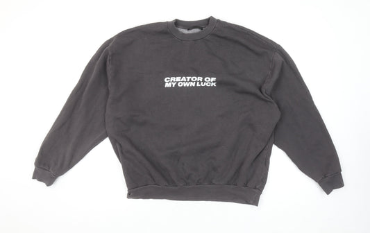 ZARA Women Black Graphic Slogan Sweatshirt Size S