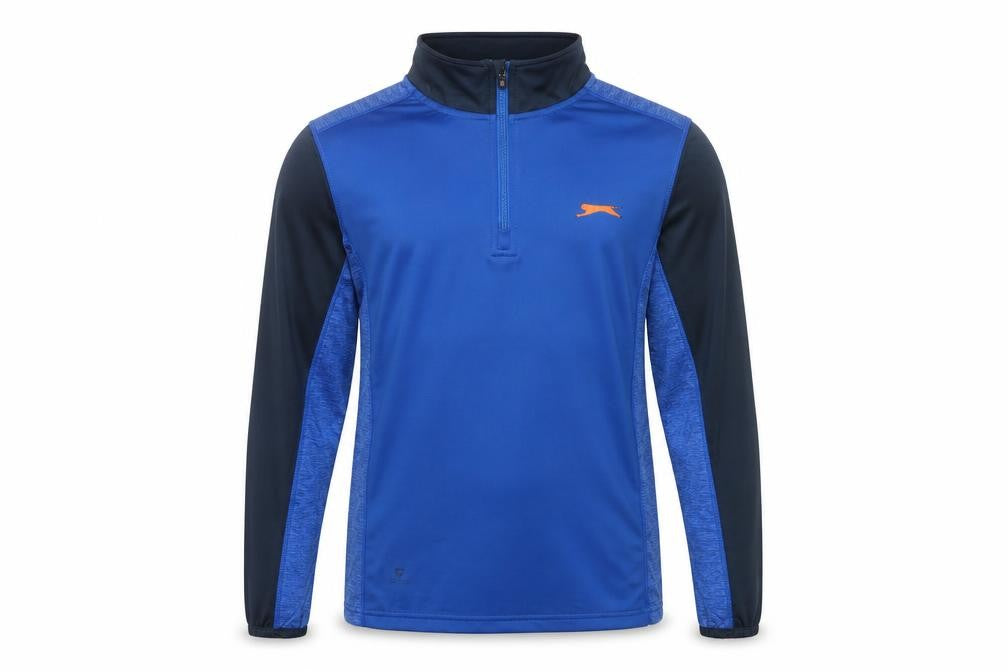 Slazenger Boys Blue 9-10 Years 1/4 Zip Colourblock Sports Sweatshirt
