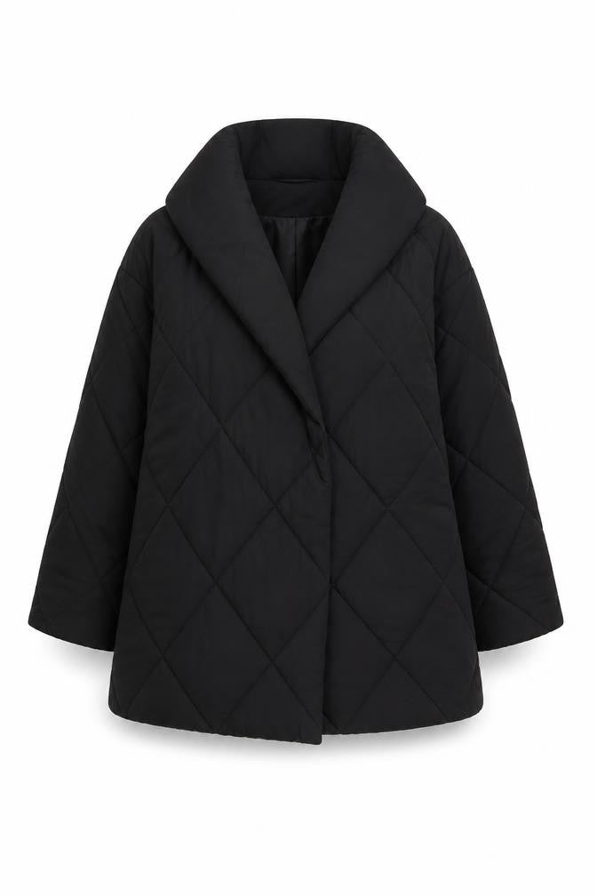 Boohoo Womens Black Quilted Mid-Length Coat UK 6 Regular