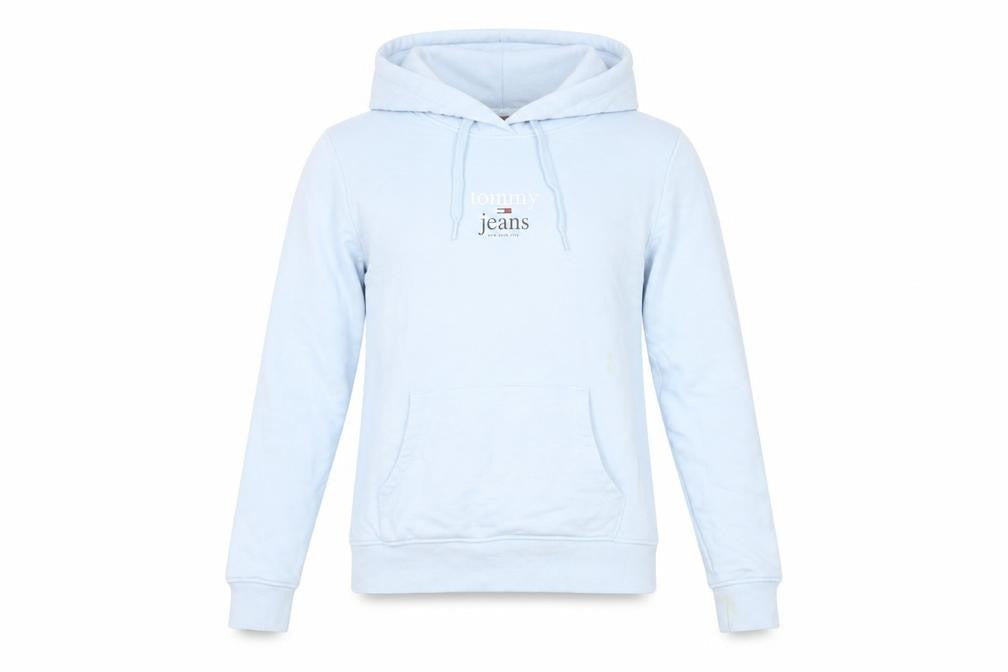 Tommy Jeans Women's Light Blue XS Pullover Hoodie Cotton Blend Casual