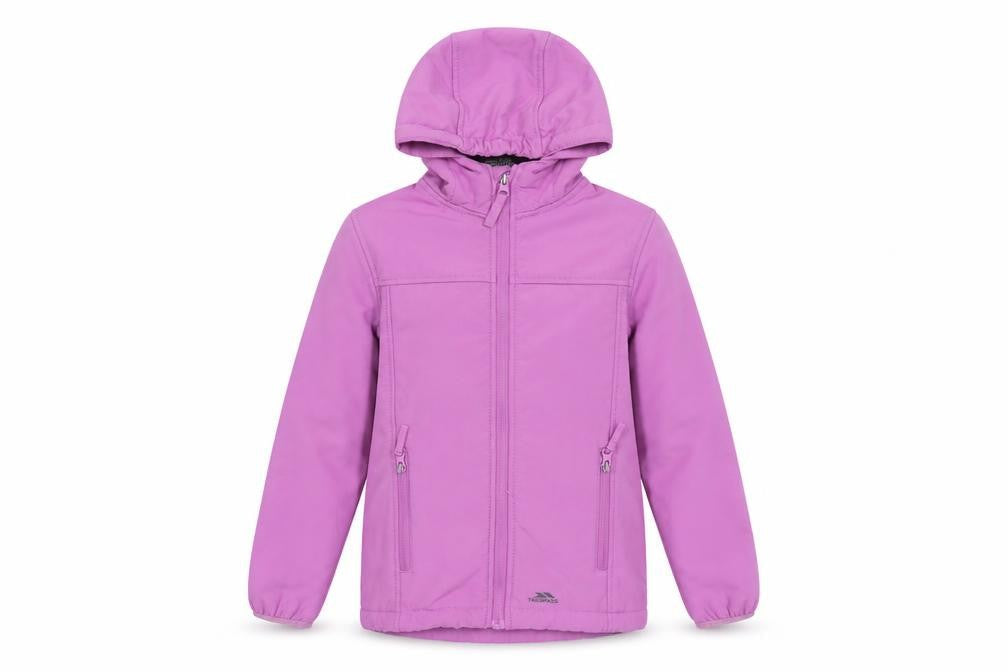 Trespass Girls Purple Softshell Hooded Jacket 5-6 Years Waterproof Lined